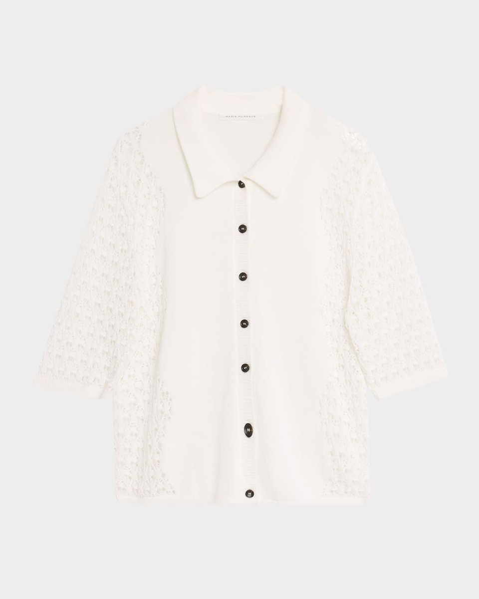 Lace Knit Polo Cardigan